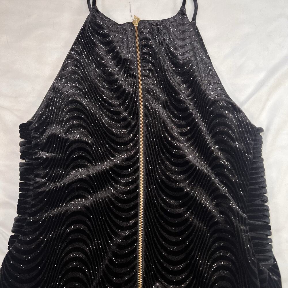 Premier Armour Dress Size 14 Black Sparkle Metallic Velour Cocktail Party NYE - Picture 9 of 11